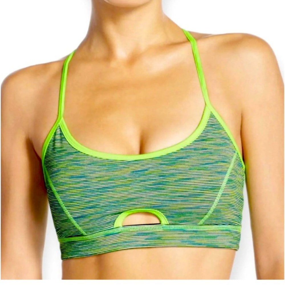 Zella Sports Bra. None Green Pattern
